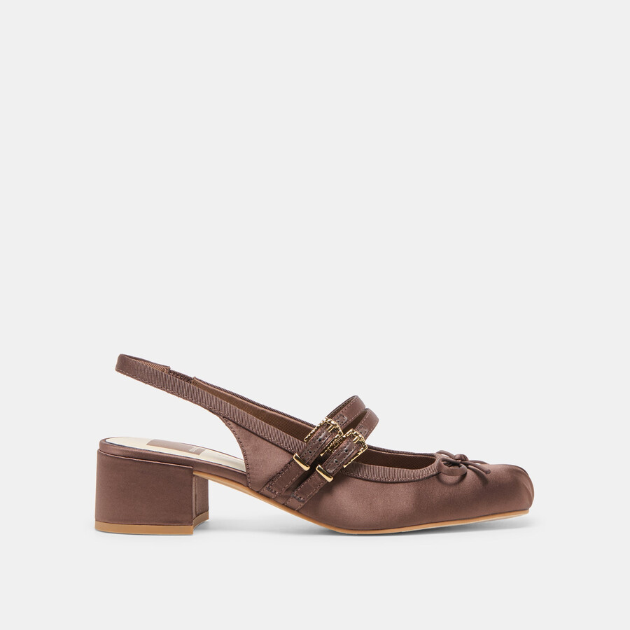 loris heels mahogany satin