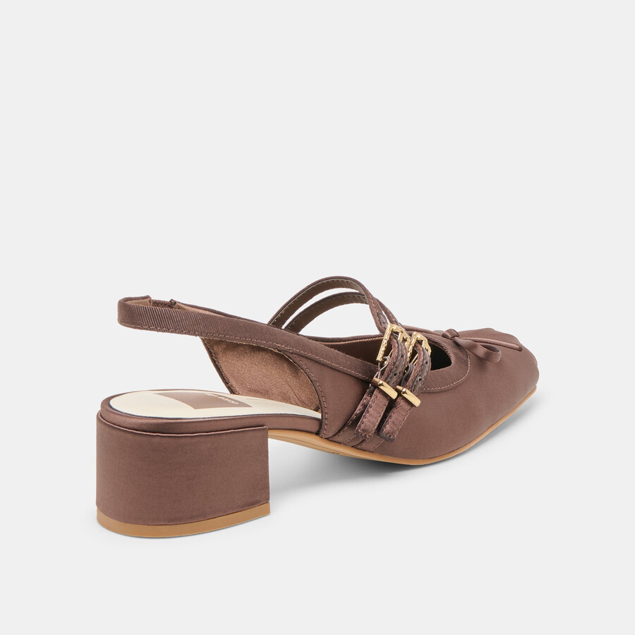 loris heels mahogany satin