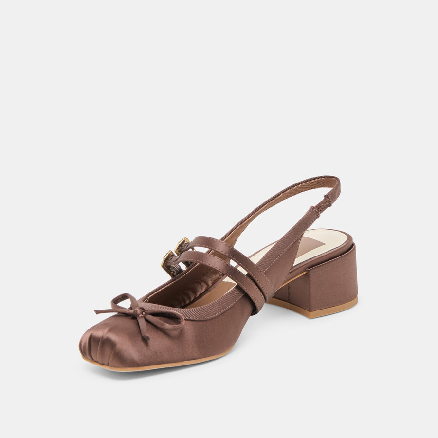 loris heels mahogany satin