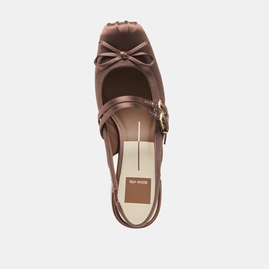 loris heels mahogany satin
