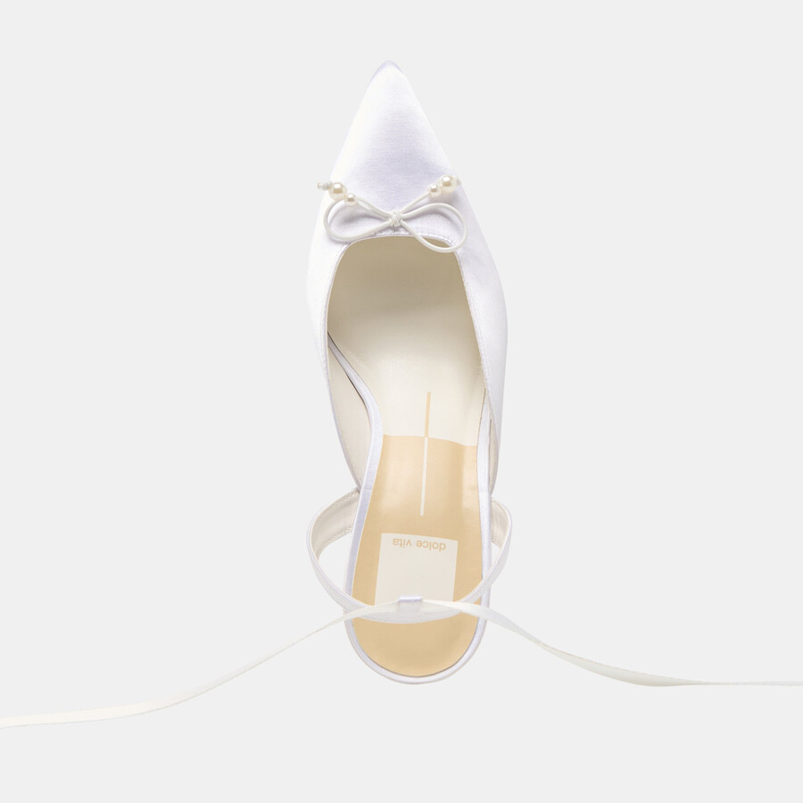efora heels true white satin