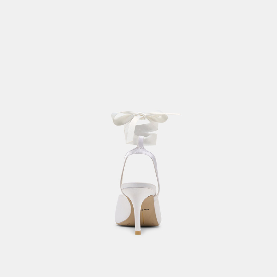 efora heels true white satin