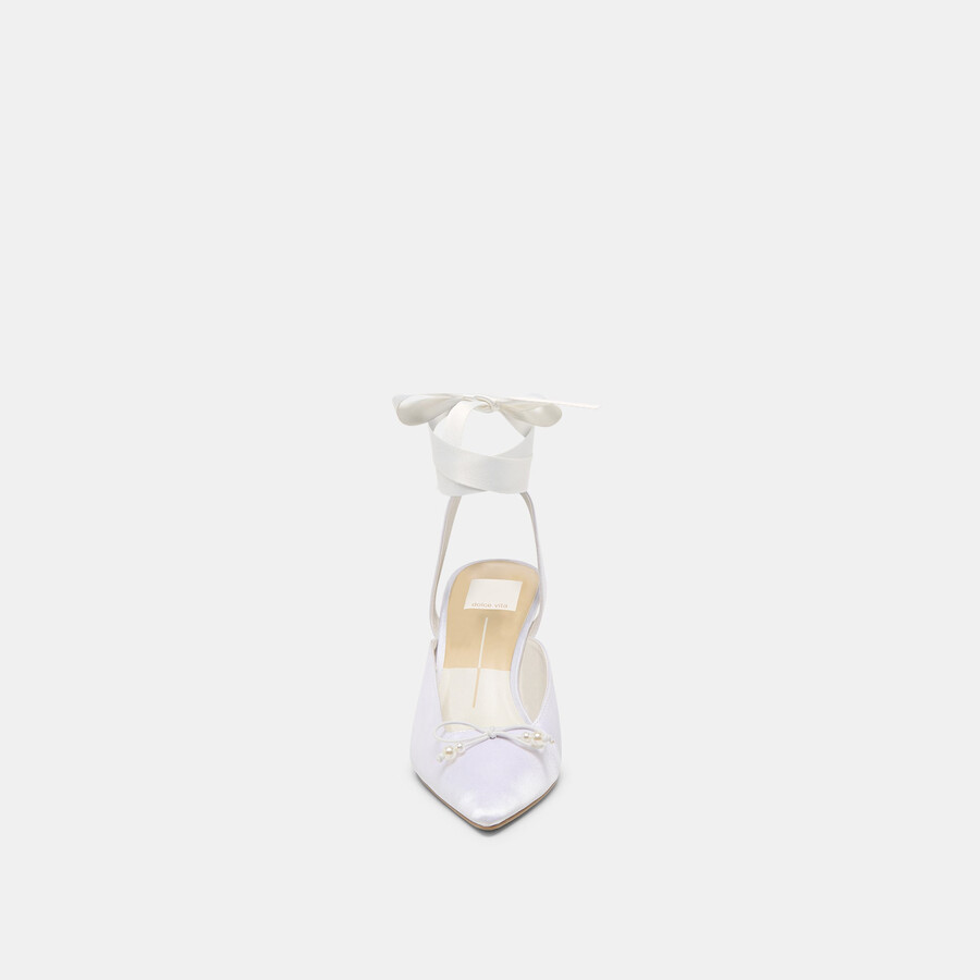 efora heels true white satin