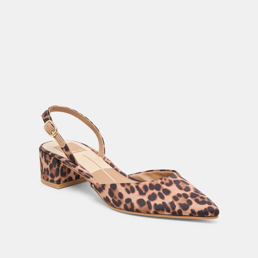 carel heels dk leopard satin