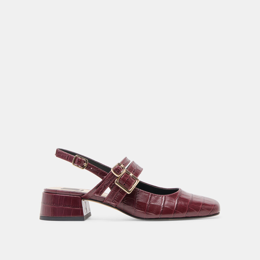patzy heels oxblood embossed leather