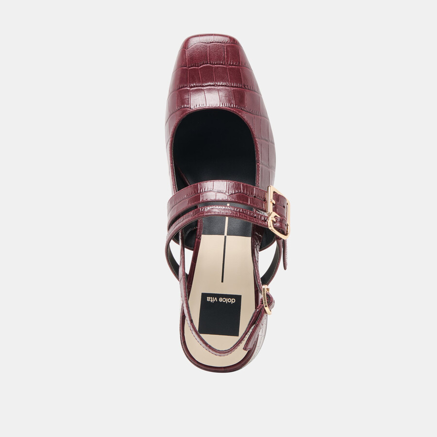 patzy heels oxblood embossed leather