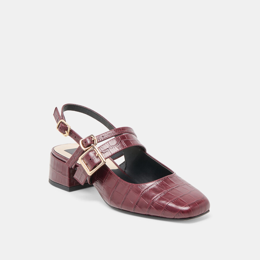 patzy heels oxblood embossed leather