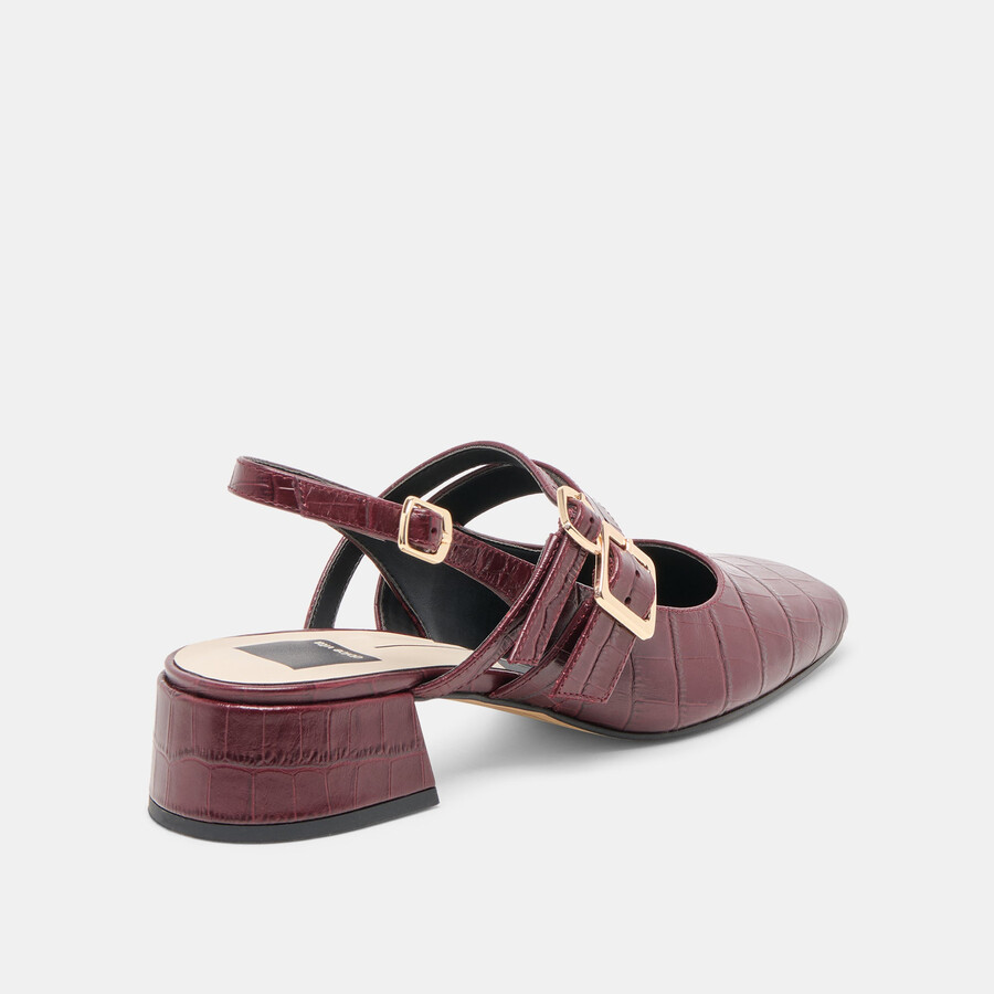 patzy heels oxblood embossed leather