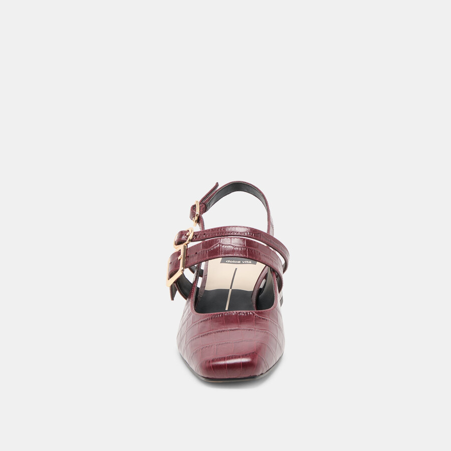 patzy heels oxblood embossed leather