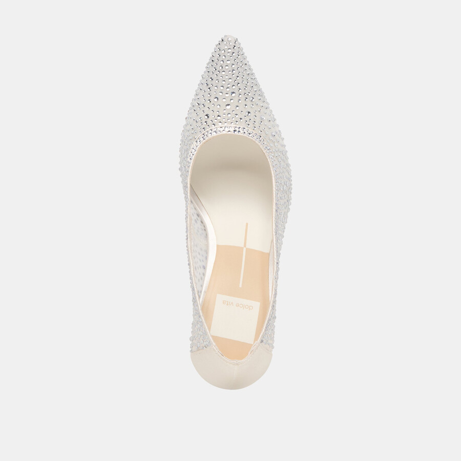 kashe crystal heels white mesh
