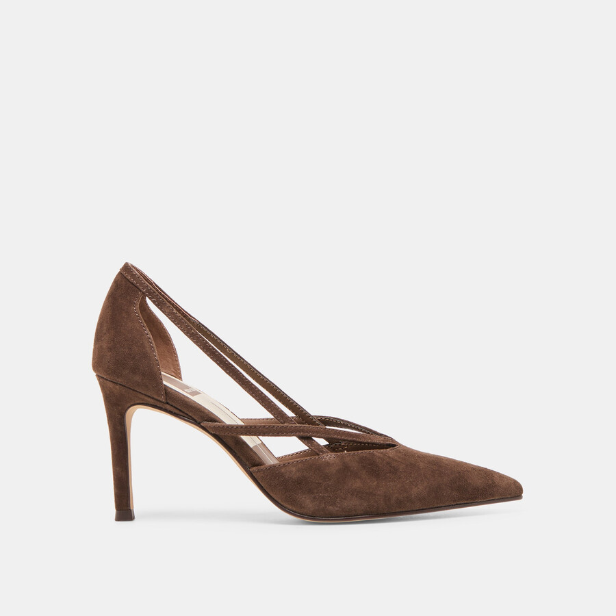 kaine heels dk brown suede