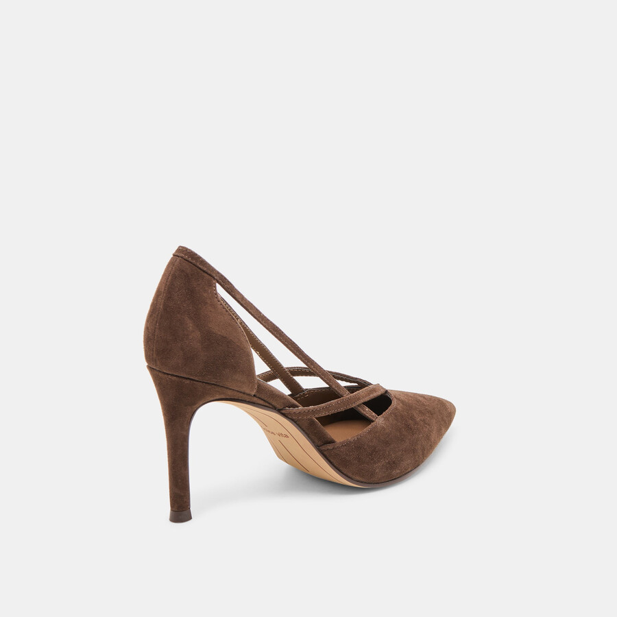 kaine heels dk brown suede