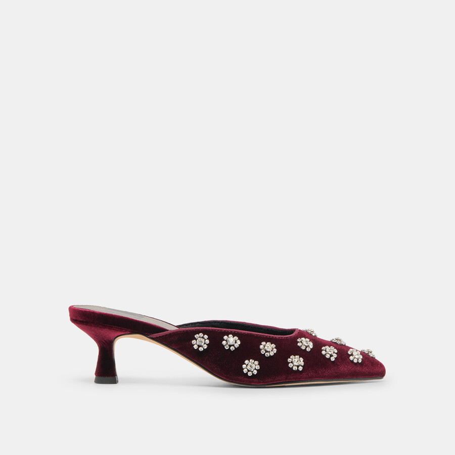 clara heels bordeaux velvet