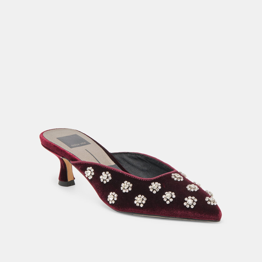 clara heels bordeaux velvet