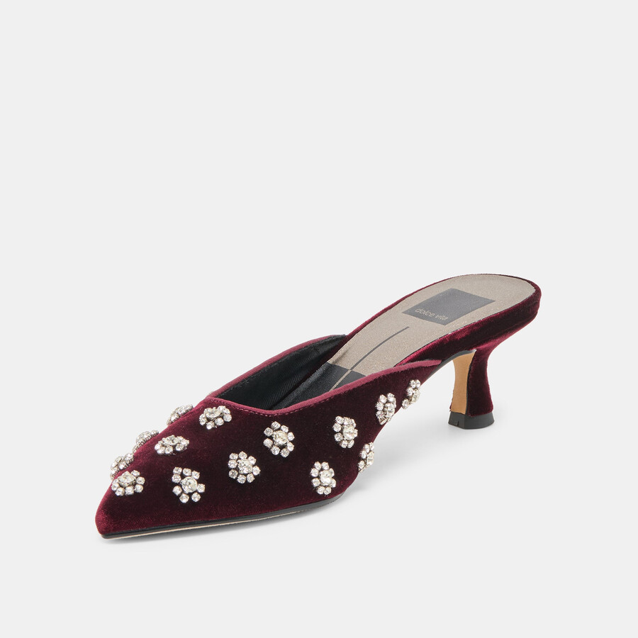 clara heels bordeaux velvet