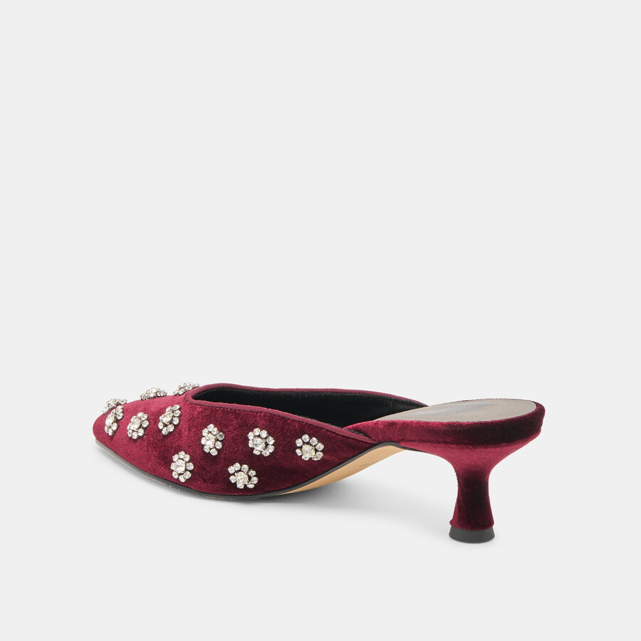 clara heels bordeaux velvet