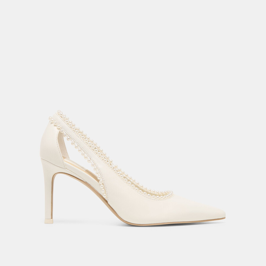 kelson pearl heels true white leather