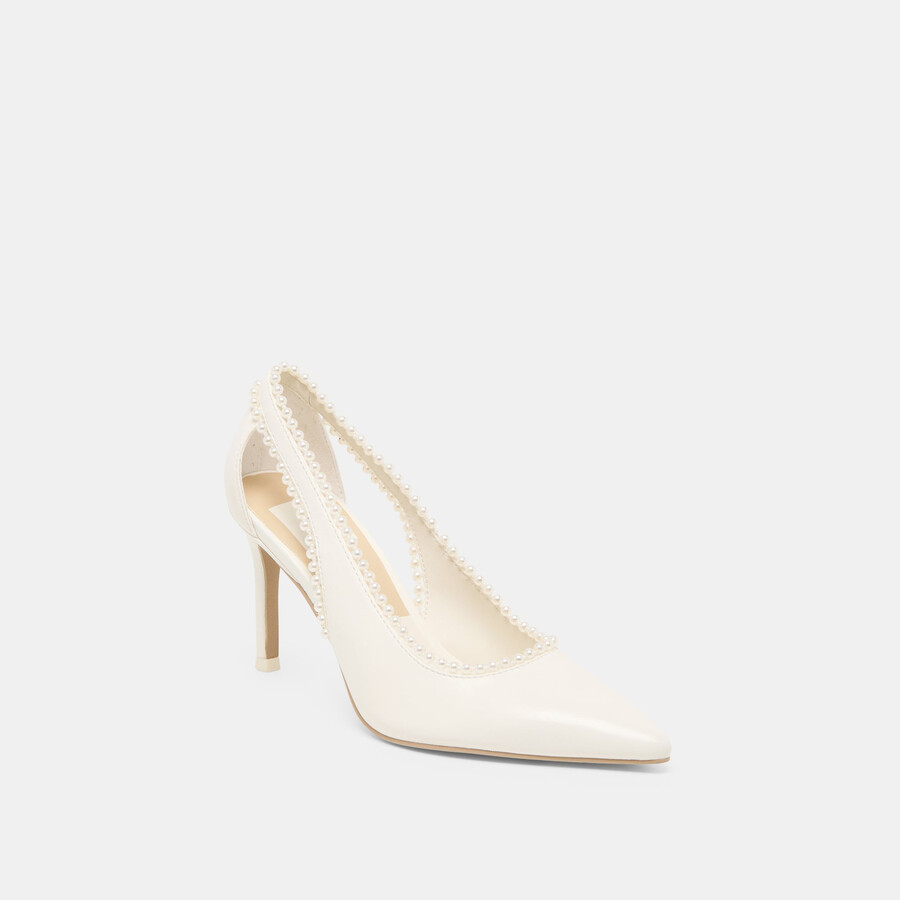 kelson pearl heels true white leather