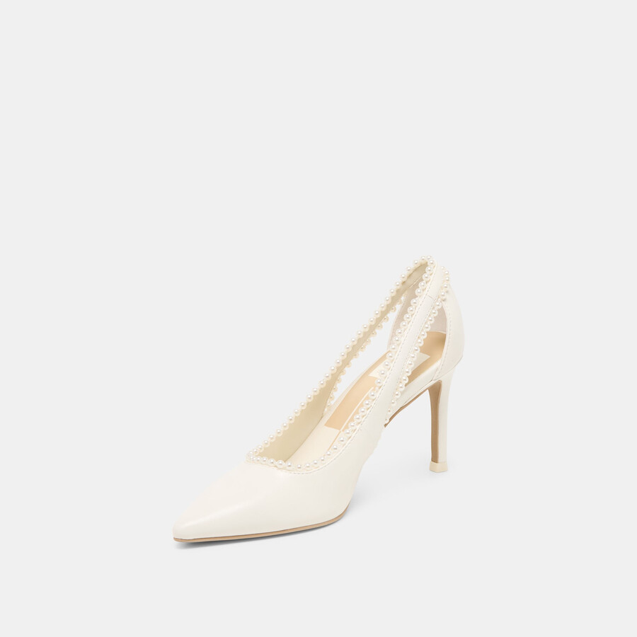 kelson pearl heels true white leather