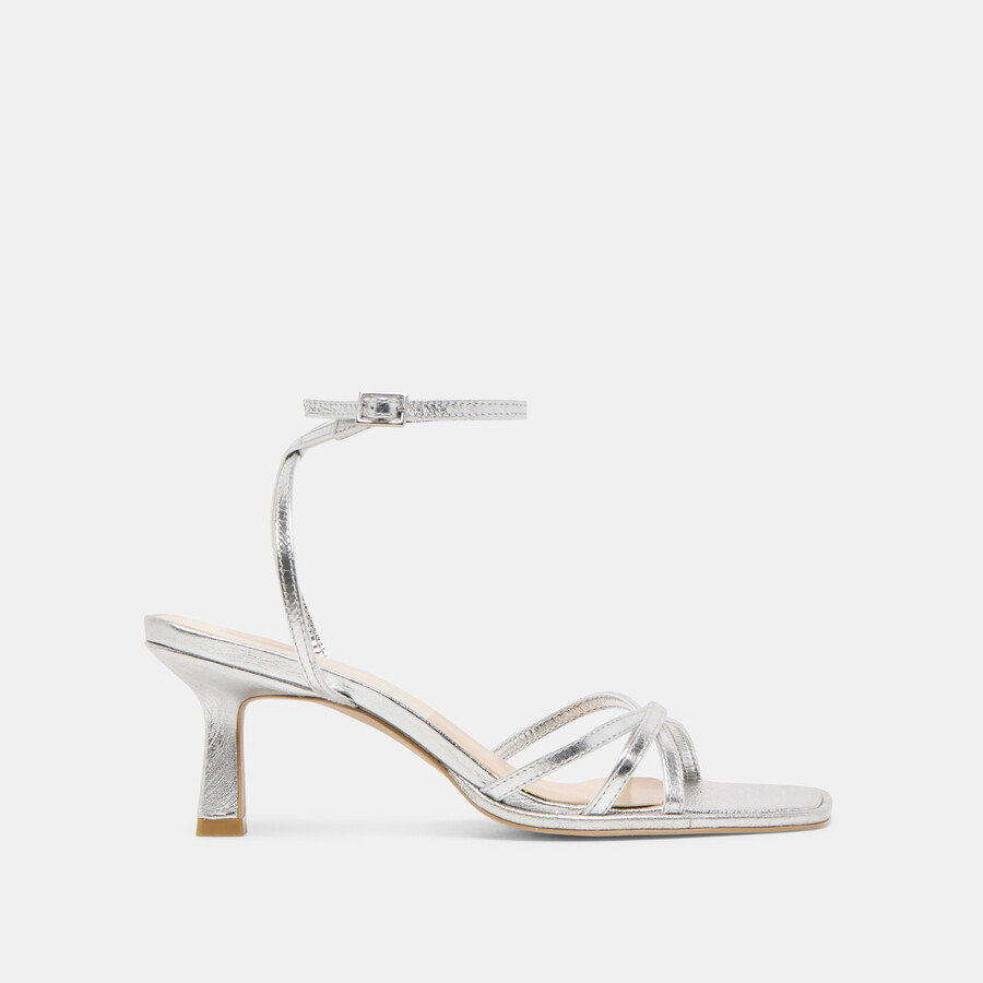 manji heels silver metallic leather