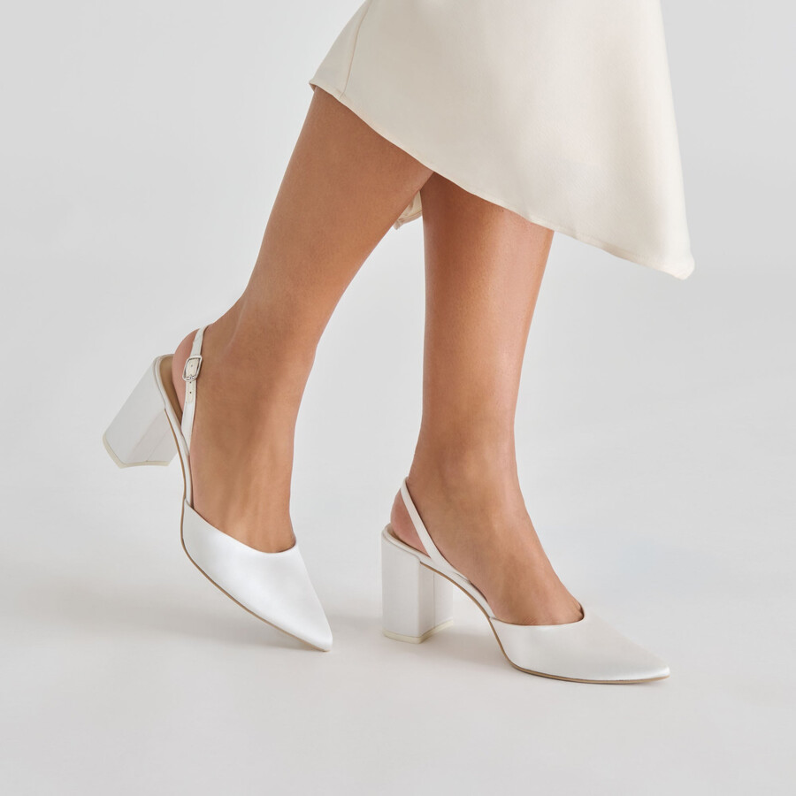 carel high heels true white satin