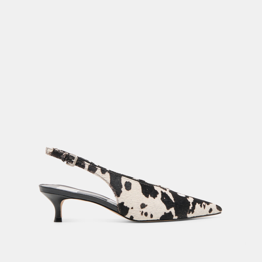 alenna heels black white taurus calf hair