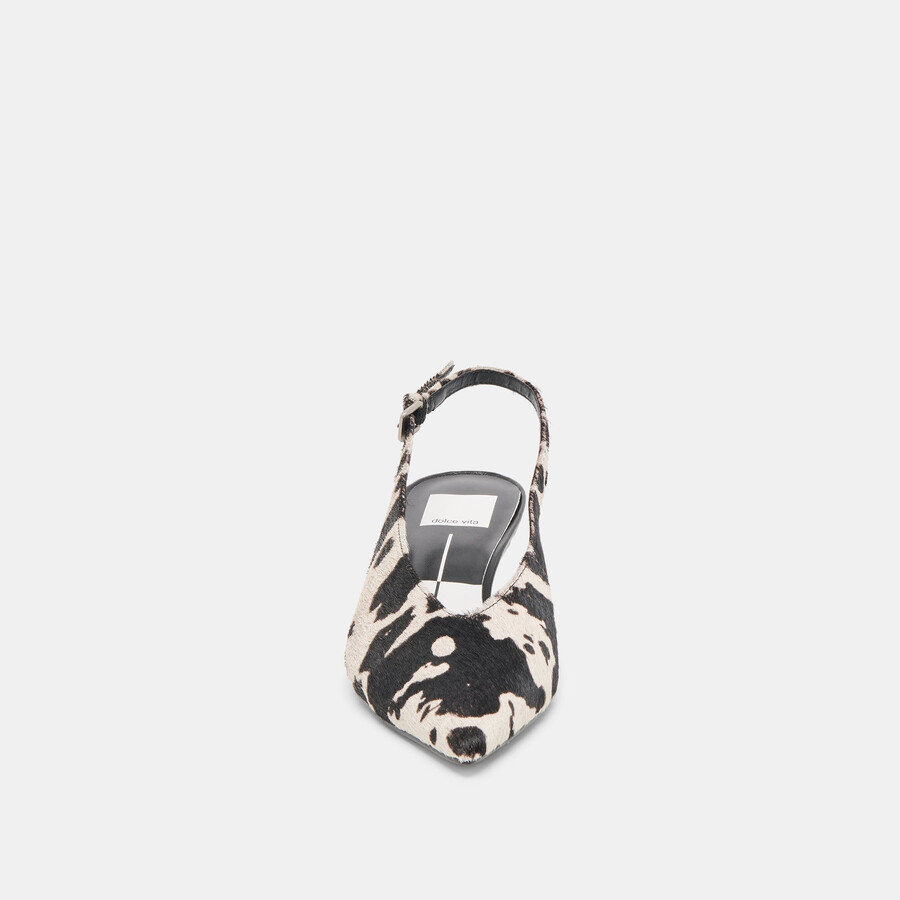 alenna heels black white taurus calf hair