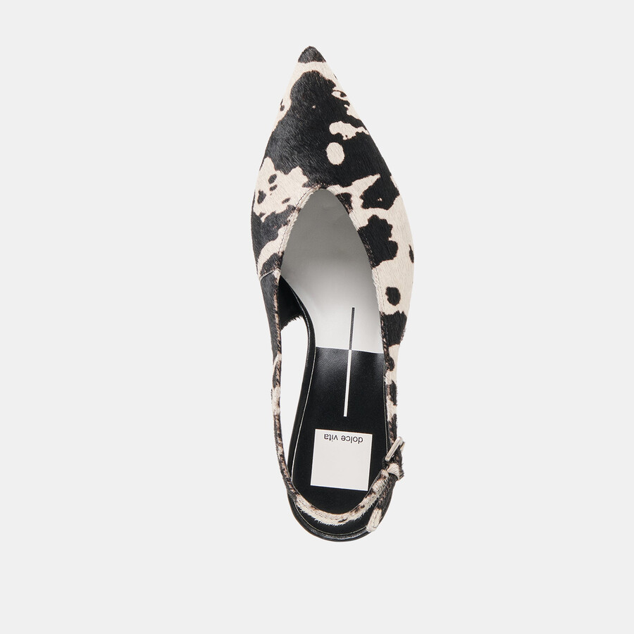 alenna heels black white taurus calf hair