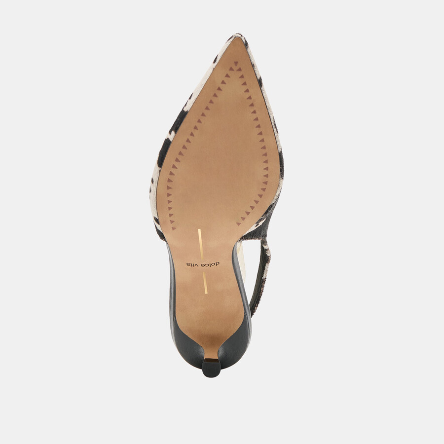 alenna heels black white taurus calf hair