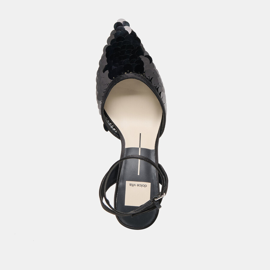 elizza confetti heels onyx woven mesh