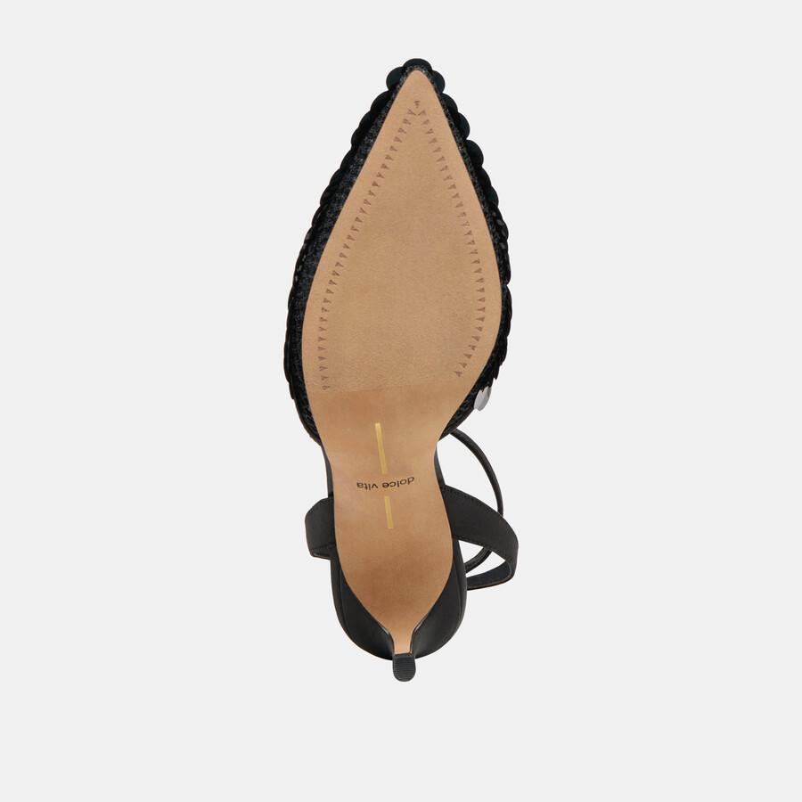 elizza confetti heels onyx woven mesh