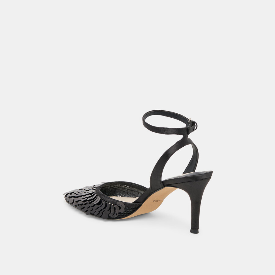 elizza confetti heels onyx woven mesh