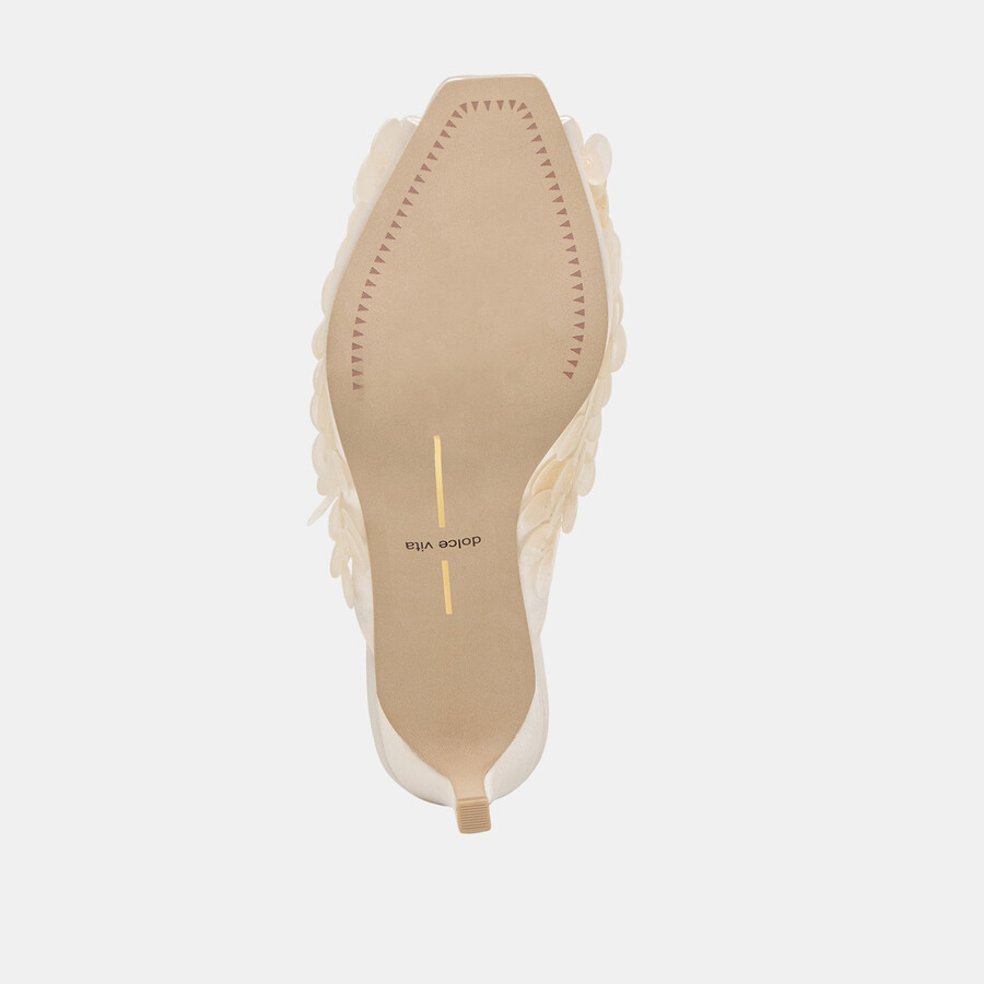 samary confetti heels off white satin