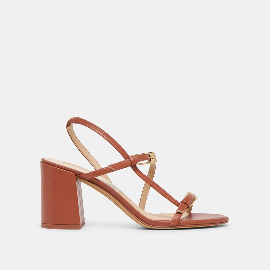 faye heels cognac leather