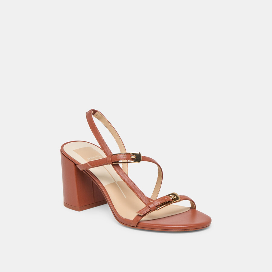 faye heels cognac leather