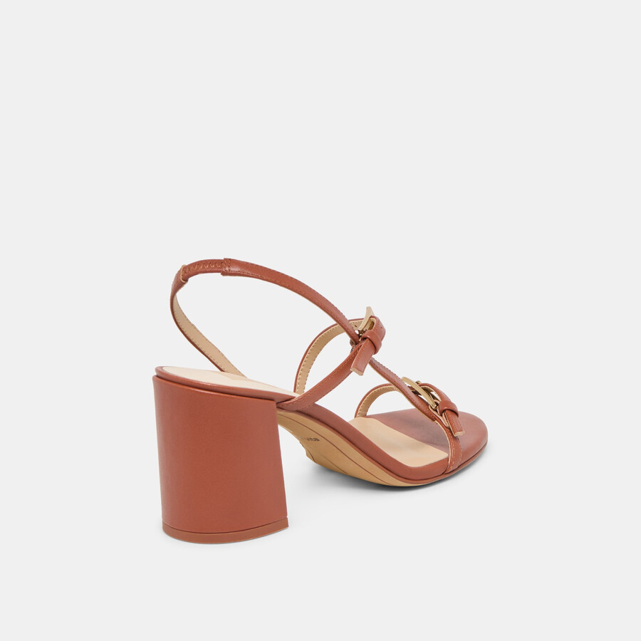 faye heels cognac leather