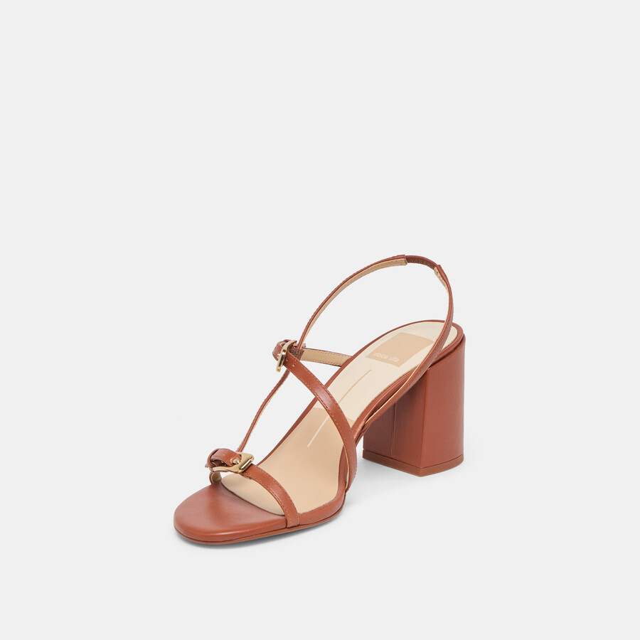 faye heels cognac leather