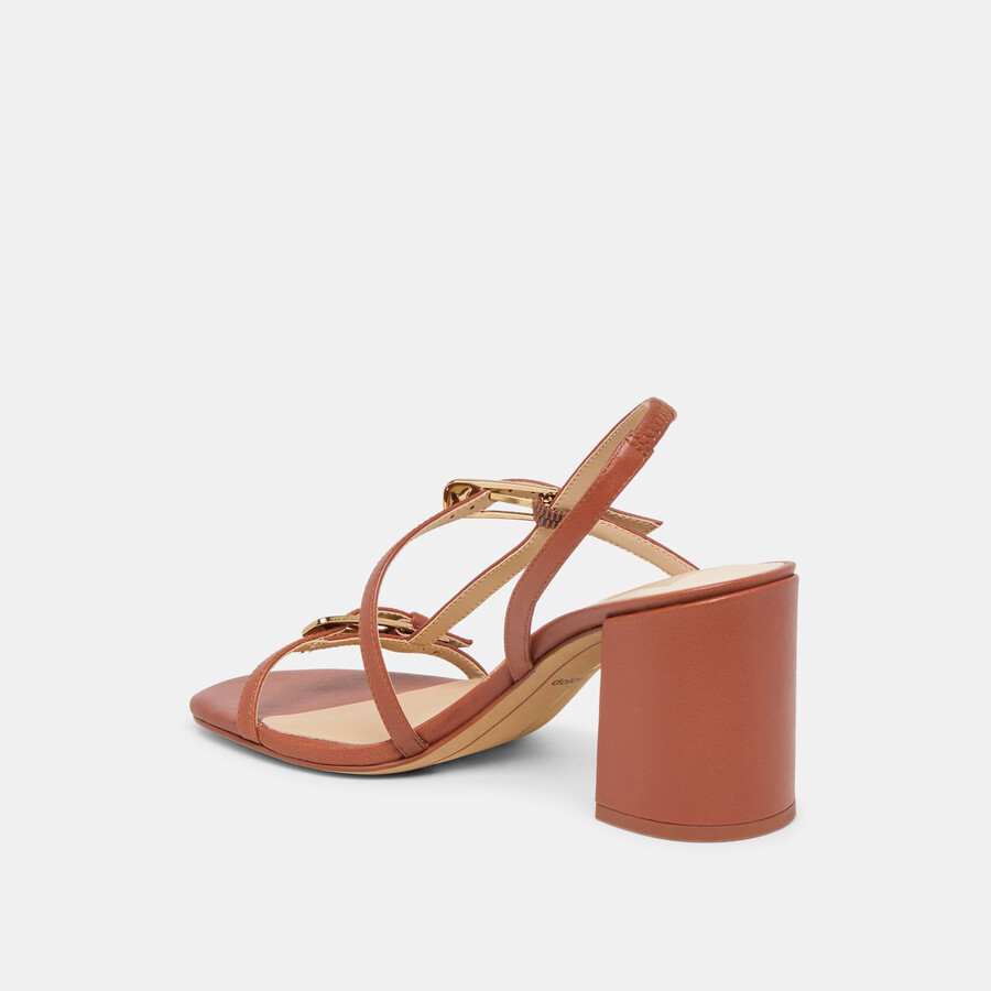 faye heels cognac leather