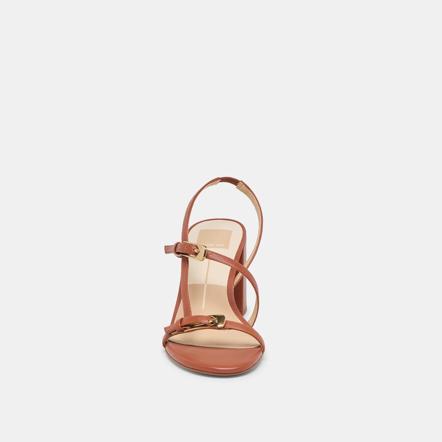 faye heels cognac leather