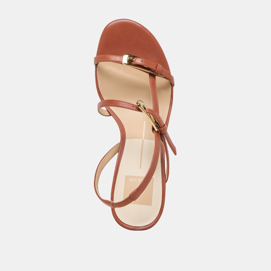 faye heels cognac leather