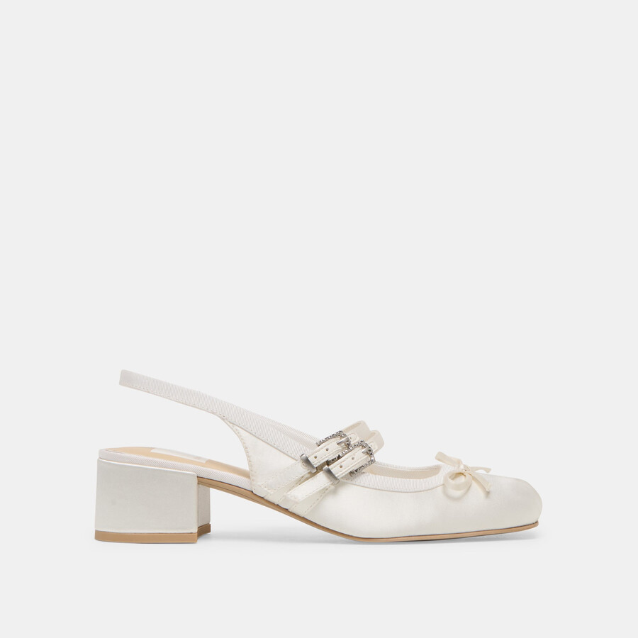 loris heels true white satin