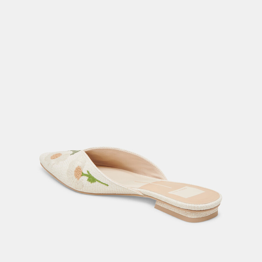 elm flats white floral raffia