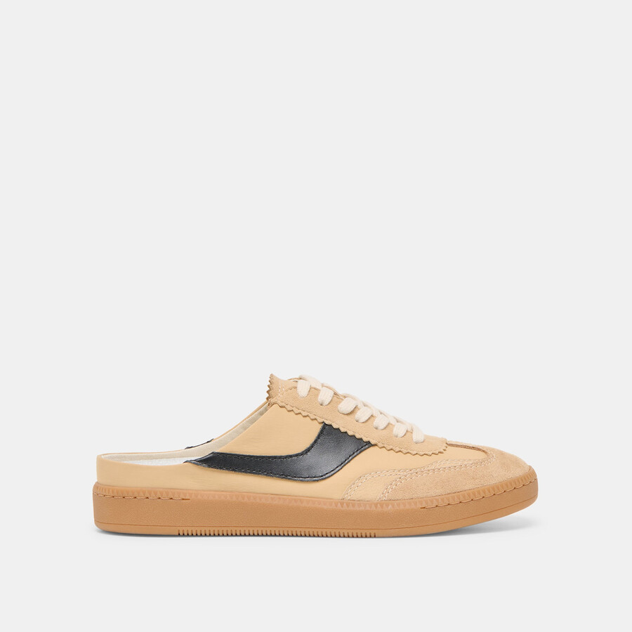 notice slide sneakers tan multi suede