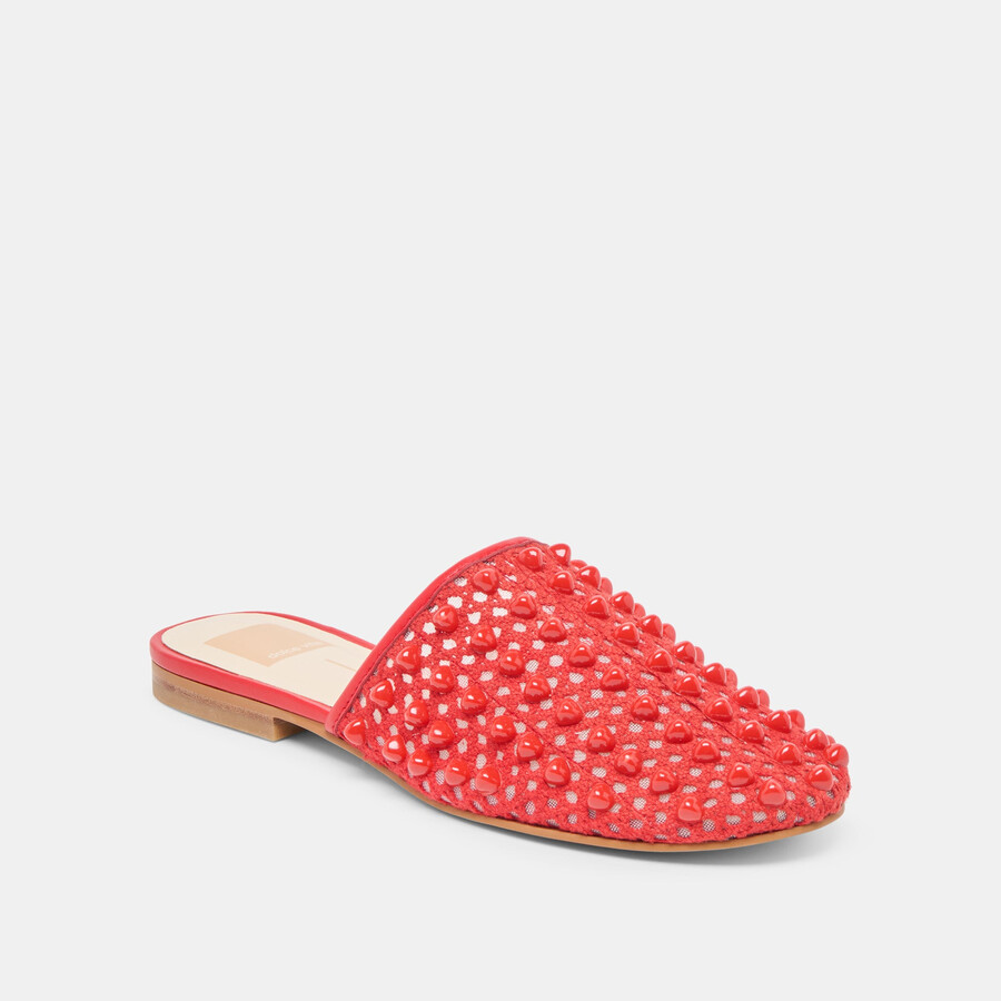 rova bead flats chili beaded mesh