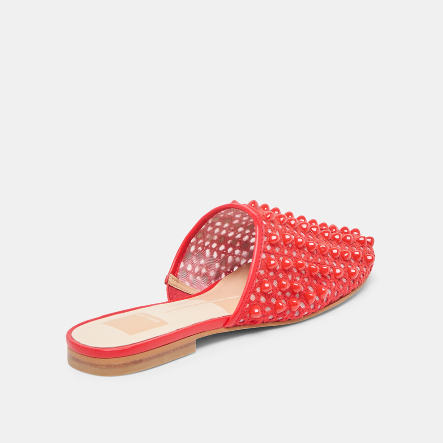 rova bead flats chili beaded mesh