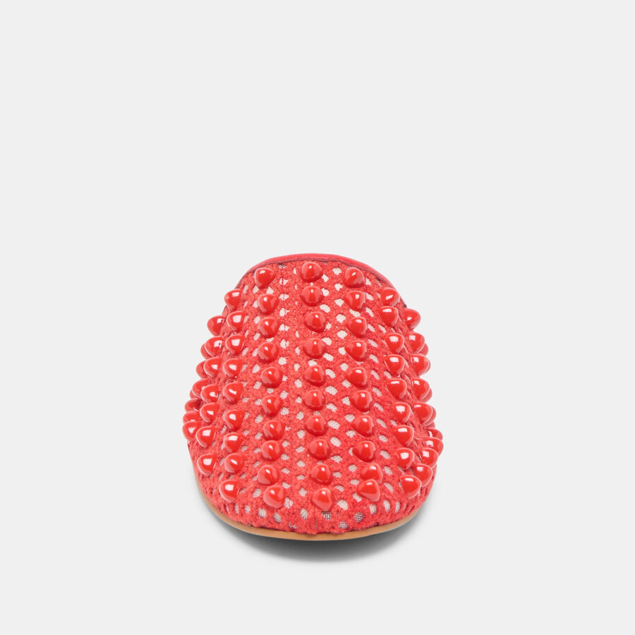 rova bead flats chili beaded mesh