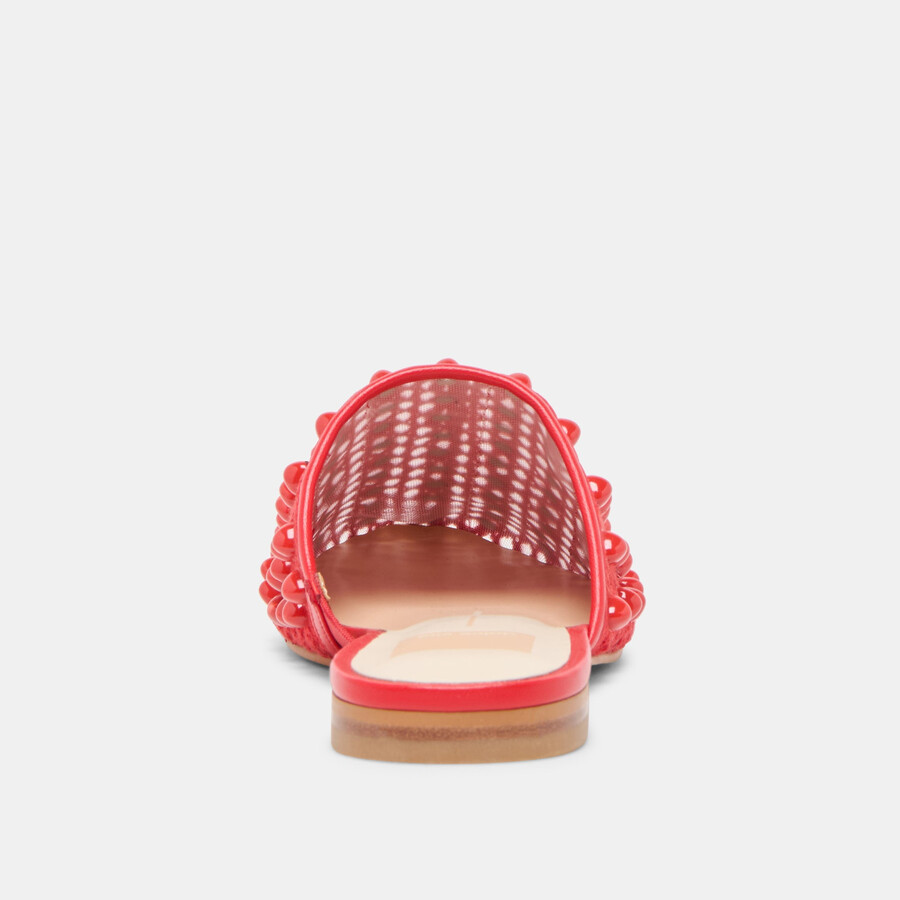 rova bead flats chili beaded mesh