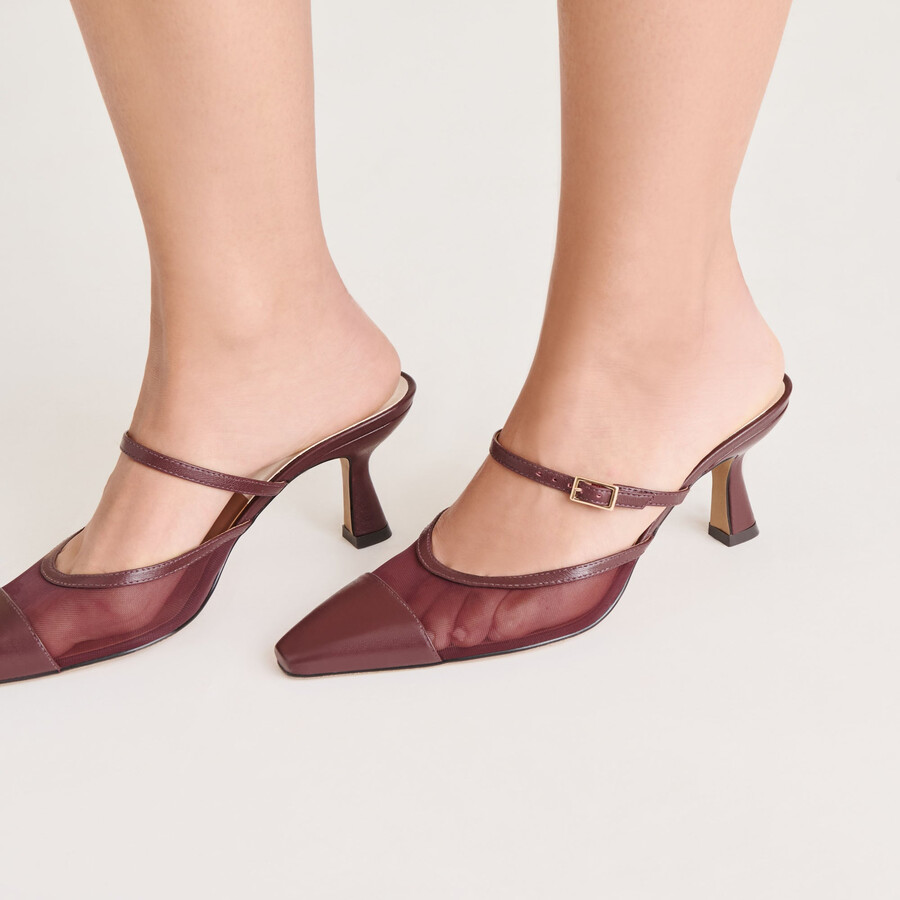 loyd heels burgundy mesh