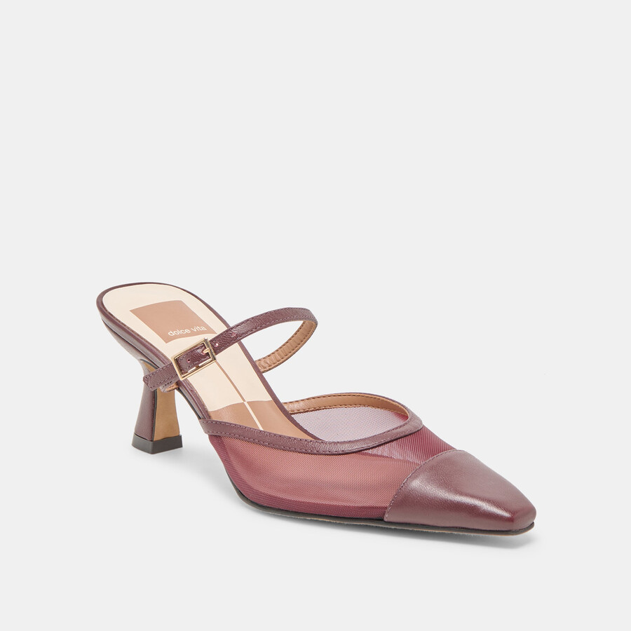 loyd heels burgundy mesh