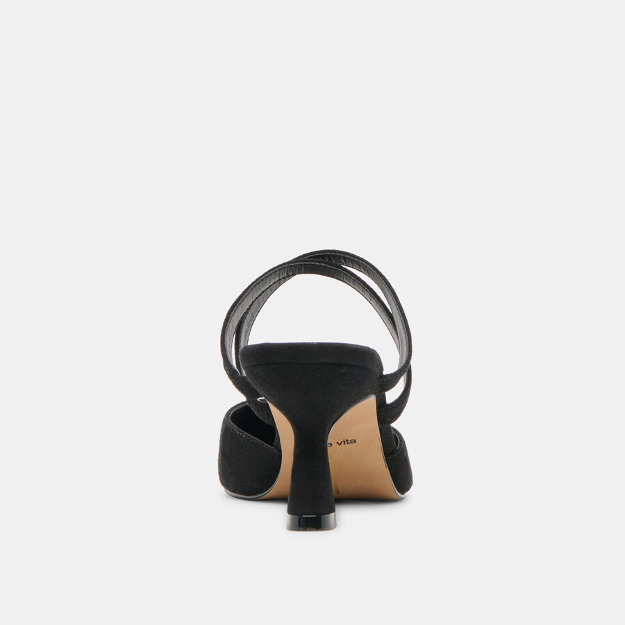 linore heels onyx suede